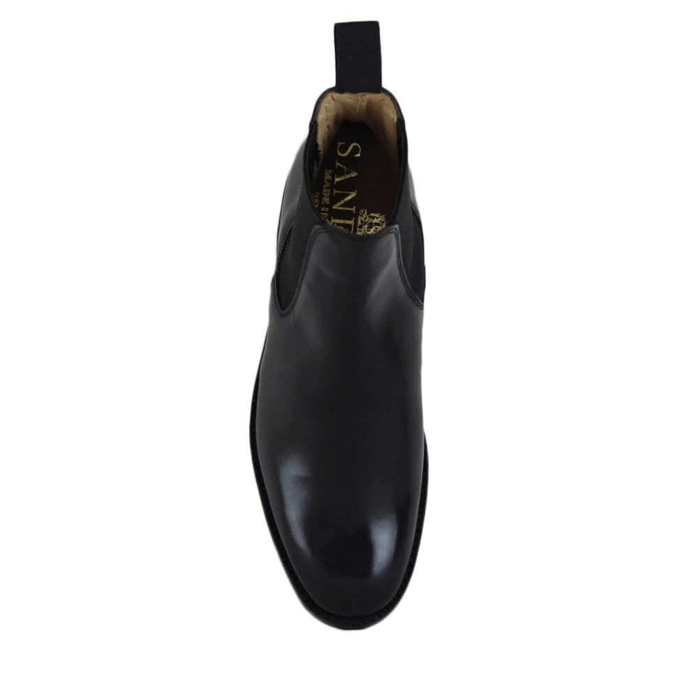 Ladies Black Polishing Leather Spur Box Heel Chelsea Boot